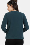 Zivame Cosy Rib Knit Poly Winterwear Sweatshirt - Dark Sea — thumbnail 4